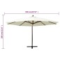 vidaXL Sombrilla colgante con poste de madera blanco arena 350cm