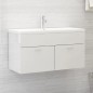 vidaXL Armario para lavabo contrachapada blanco brillo 90x38,5x46 cm vidaXL Armario para lavabo contrachapada blanco brillo 90x38,5x46 cm