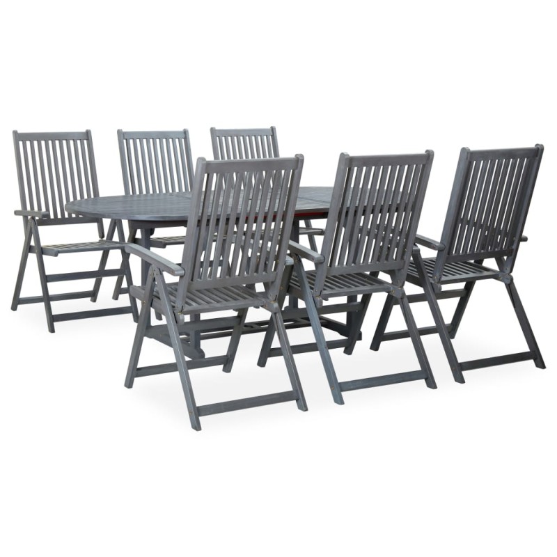 vidaXL Set de comedor de jardín 7 piezas madera maciza de acacia gris