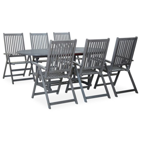 vidaXL Set de comedor de jardín 7 piezas madera maciza de acacia gris