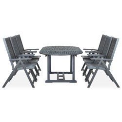 vidaXL Set de comedor de jardín 7 piezas madera maciza de acacia gris