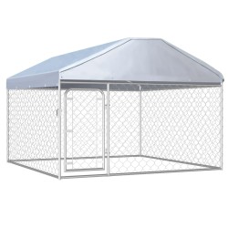 vidaXL Perrera de exterior con techo 200x200x135 cm