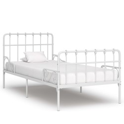 vidaXL Estructura de cama con base de listones metal blanco 90x200 cm