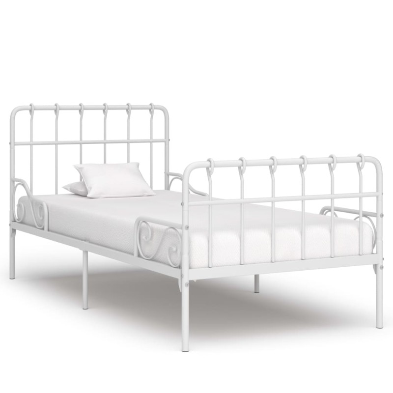 vidaXL Estructura de cama con base de listones metal blanco 90x200 cm