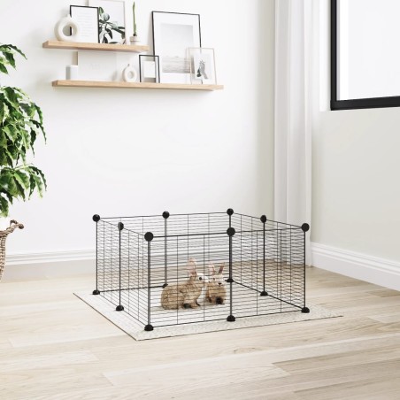 vidaXL Jaula para mascotas de 8 paneles acero negro 35x35cm