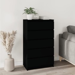 vidaXL Cajonera de madera contrachapada negro 60x36x103 cm