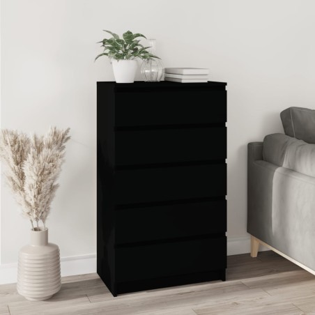 vidaXL Cajonera de madera contrachapada negro 60x36x103 cm
