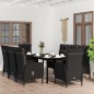 vidaXL Juego de comedor de jardín 9 piezas con cojines negro vidaXL Juego de comedor de jardín 9 piezas con cojines negro