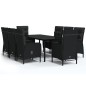 vidaXL Juego de comedor de jardín 9 piezas con cojines negro vidaXL Juego de comedor de jardín 9 piezas con cojines negro