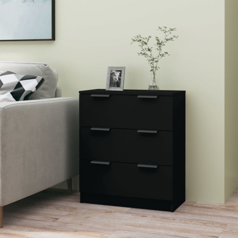 vidaXL Aparador de madera contrachapada negro 60x30x70 cm