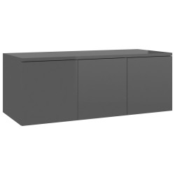vidaXL Mueble TV madera contrachapada gris brillante 80x34x30 cm