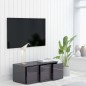 vidaXL Mueble TV madera contrachapada gris brillante 80x34x30 cm vidaXL Mueble TV madera contrachapada gris brillante 80x34x30 cm