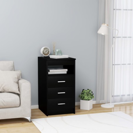 vidaXL Cajonera de madera contrachapada negro 40x50x76 cm