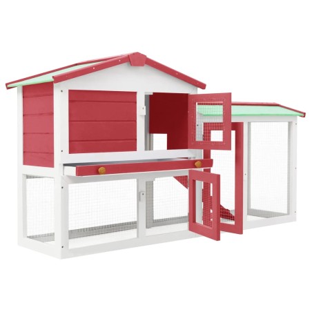 vidaXL Jaula de animales grande madera rojo y blanco 145x45x84 cm