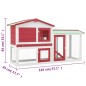 vidaXL Jaula de animales grande madera rojo y blanco 145x45x84 cm