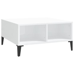 vidaXL Mesa de centro madera contrachapada blanco brillo 60x60x30 cm