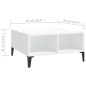 vidaXL Mesa de centro madera contrachapada blanco brillo 60x60x30 cm