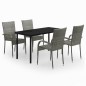 vidaXL Juego de comedor de jardín 5 piezas gris y negro vidaXL Juego de comedor de jardín 5 piezas gris y negro