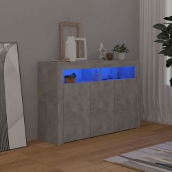 vidaXL Aparador con luces LED gris hormigón 115,5x30x75 cm