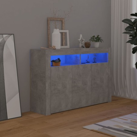 vidaXL Aparador con luces LED gris hormigón 115,5x30x75 cm
