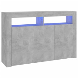vidaXL Aparador con luces LED gris hormigón 115,5x30x75 cm