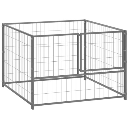 vidaXL Perrera de acero plateado 100x100x70 cm