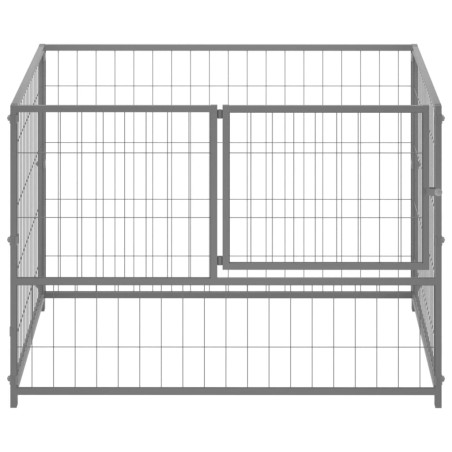 vidaXL Perrera de acero plateado 100x100x70 cm