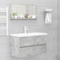 vidaXL Espejo de baño madera contrachapada gris hormigón 80x10,5x37 cm