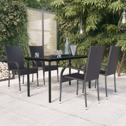 vidaXL Juego de comedor de jardín 5 piezas negro
