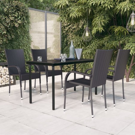 vidaXL Juego de comedor de jardín 5 piezas negro