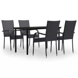 vidaXL Juego de comedor de jardín 5 piezas negro