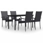 vidaXL Juego de comedor de jardín 5 piezas negro vidaXL Juego de comedor de jardín 5 piezas negro