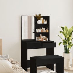 vidaXL Tocador con espejo negro 74,5x40x141 cm