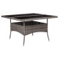 vidaXL Mesa de comedor de jardín ratán sintético y vidrio gris vidaXL Mesa de comedor de jardín ratán sintético y vidrio gris