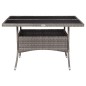 vidaXL Mesa de comedor de jardín ratán sintético y vidrio gris vidaXL Mesa de comedor de jardín ratán sintético y vidrio gris