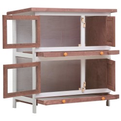 vidaXL Jaula conejera con 4 puertas madera marrón