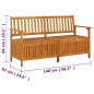 vidaXL Banco de almacenaje madera maciza de acacia 148 cm