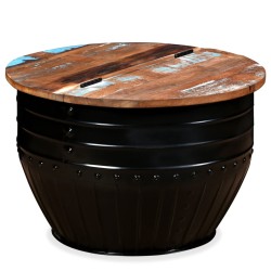 vidaXL Mesa de centro de madera maciza reciclada negra forma de barril