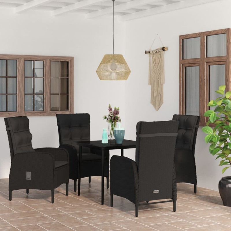 vidaXL Juego de comedor de jardín 5 piezas con cojines negro vidaXL Juego de comedor de jardín 5 piezas con cojines negro