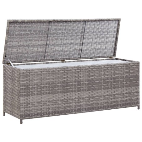 vidaXL Caja de almacenaje de jardín ratán sintético gris 150x50x60 cm