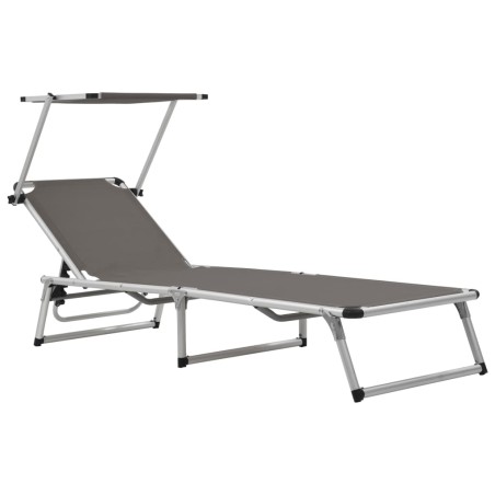 vidaXL Tumbona plegable con toldo aluminio y textilene gris