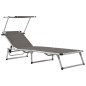 vidaXL Tumbona plegable con toldo aluminio y textilene gris vidaXL Tumbona plegable con toldo aluminio y textilene gris