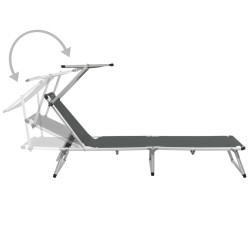 vidaXL Tumbona plegable con toldo aluminio y textilene gris