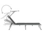 vidaXL Tumbona plegable con toldo aluminio y textilene gris vidaXL Tumbona plegable con toldo aluminio y textilene gris