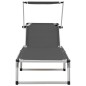 vidaXL Tumbona plegable con toldo aluminio y textilene gris vidaXL Tumbona plegable con toldo aluminio y textilene gris