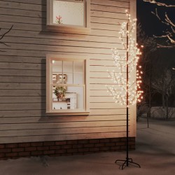 vidaXL Árbol LED con flor de cerezo 368 LED blanco cálido 300 cm