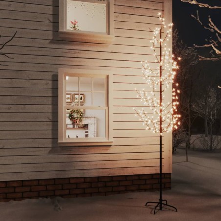 vidaXL Árbol LED con flor de cerezo 368 LED blanco cálido 300 cm