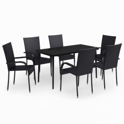 vidaXL Juego de comedor para jardín 7 piezas negro