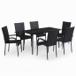 vidaXL Juego de comedor para jardín 7 piezas negro vidaXL Juego de comedor para jardín 7 piezas negro