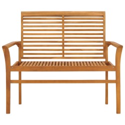 vidaXL Banco de jardín de madera maciza de teca 112 cm
